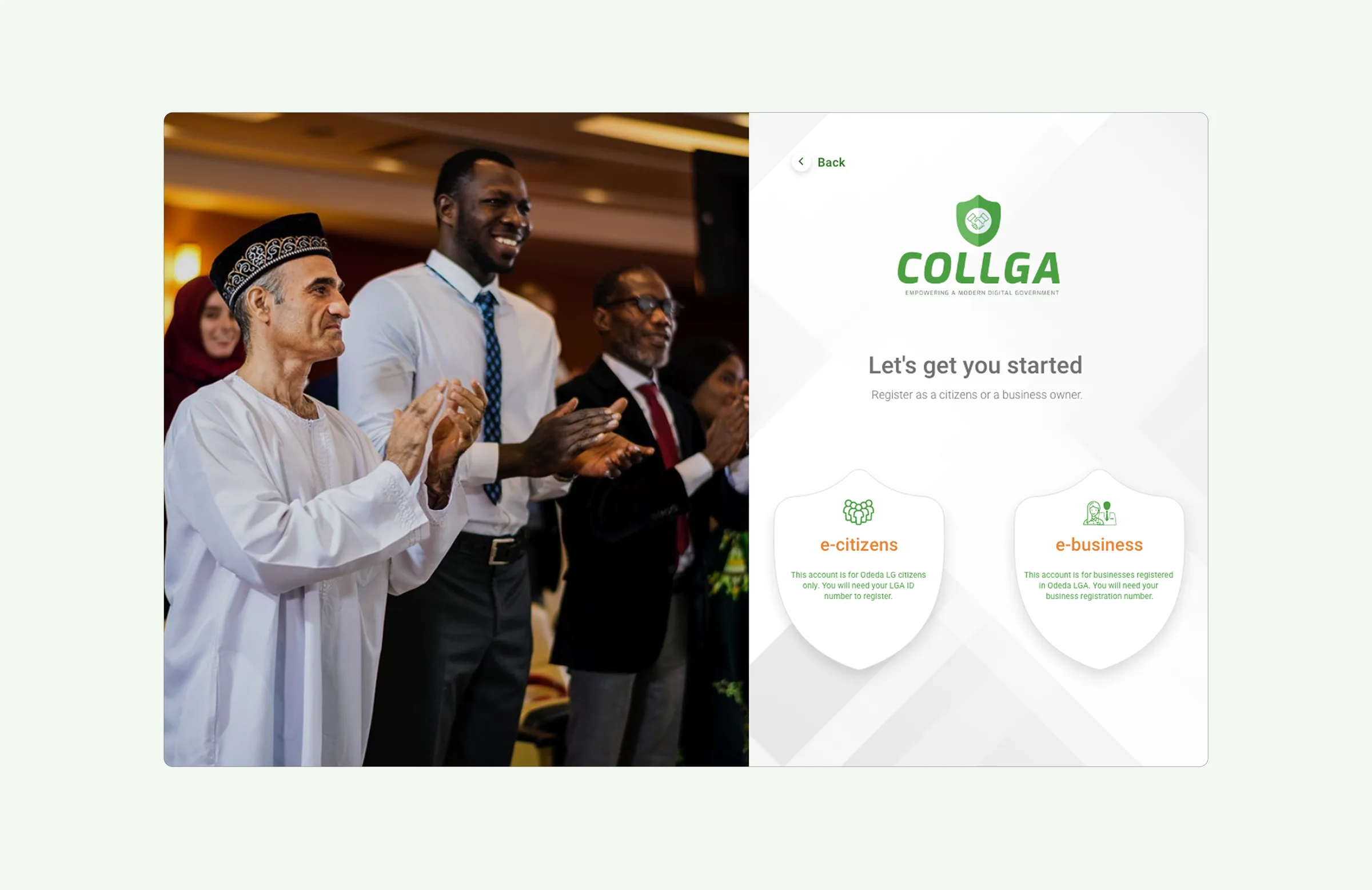 Get started: register as a citizen or a business