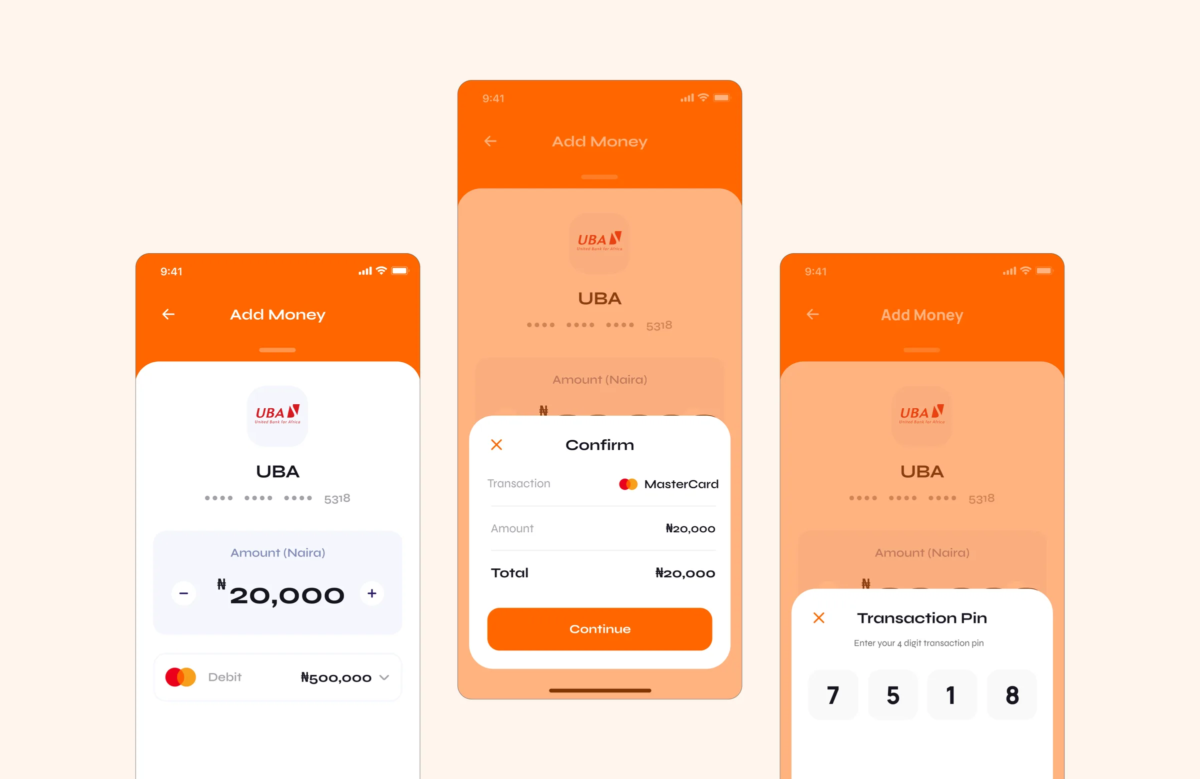 Adding money from a bank card: the amount, the confirmation and the transaction PIN
