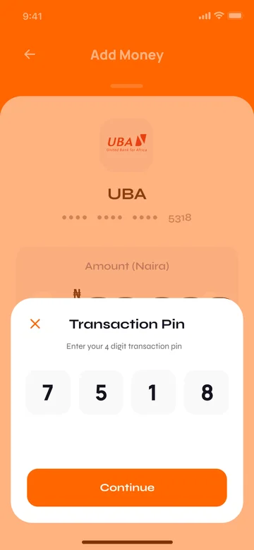 Add money: the screen