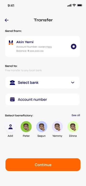 Send and pay: the screen
